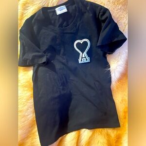 Ami by Paris Tshirt 2XL extra slim embroidered short sleeve black cotton